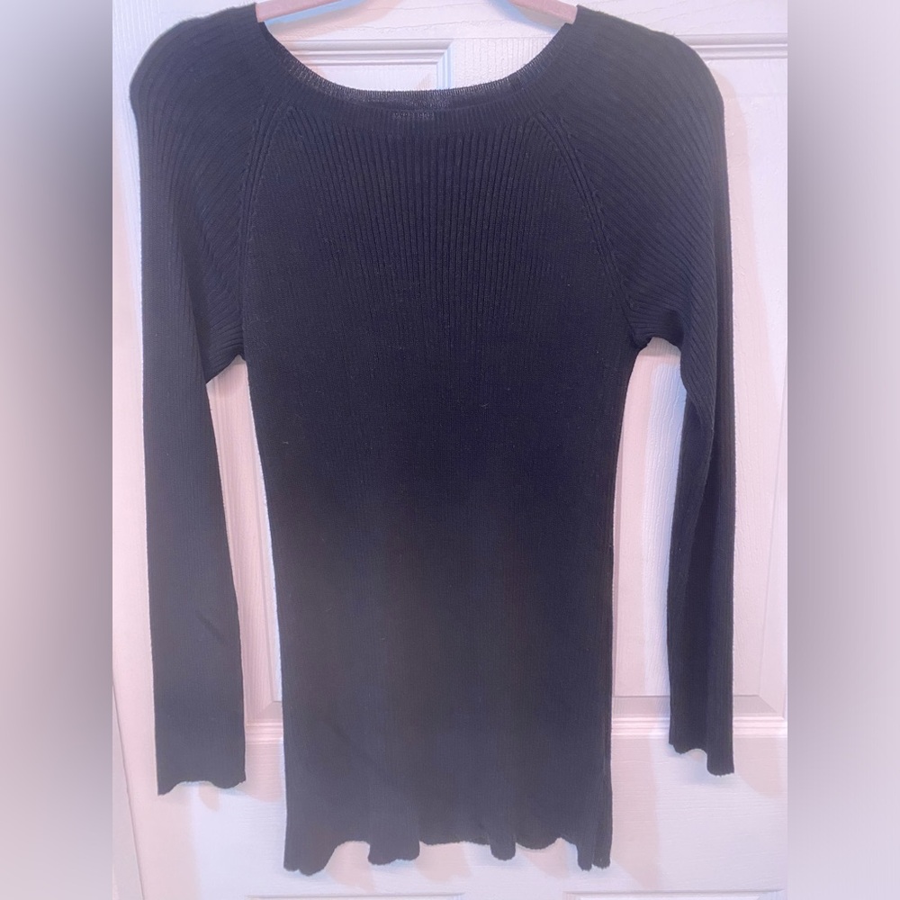 Cupio Black Ribbed Scoop Neck Sweater